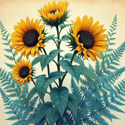 Akustikbild mit Motiv „Vintage Sonnenblumen“