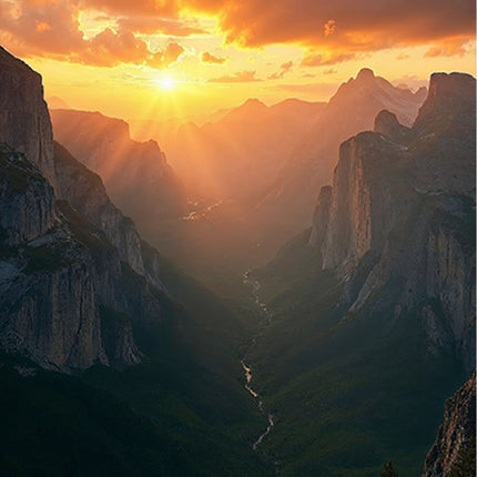 Akustikbild mit Motiv „Berglandschaft im Sonnenuntergang“