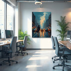 Tableau acoustique avec motif « Grande ville nuageuse »