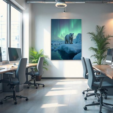 Akustikbild mit Motiv „Eisbär im Nordlicht“