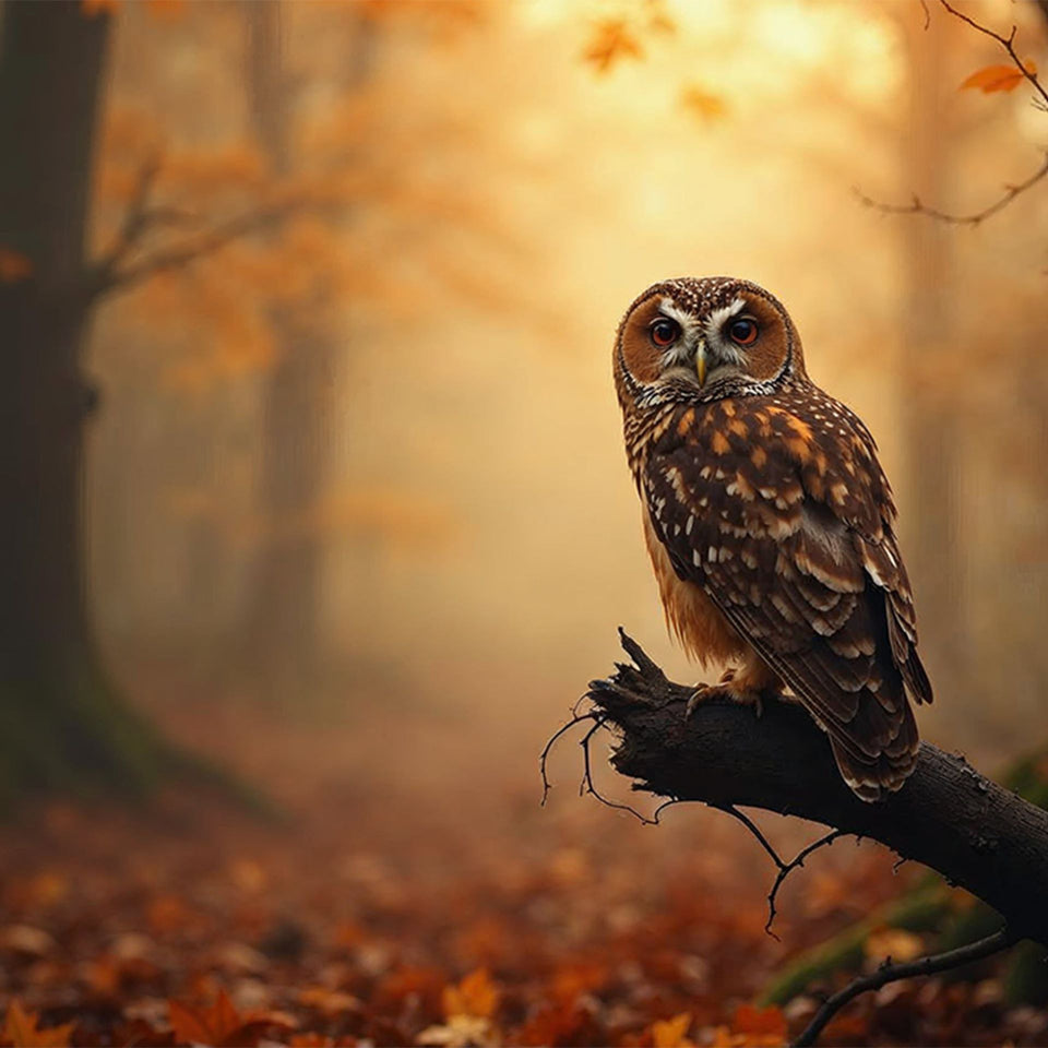 Akustikbild mit Motiv „Eule im Nebel“
