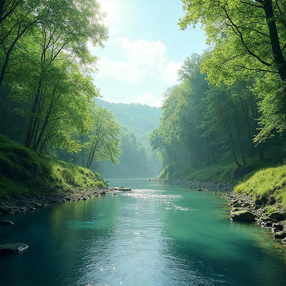 Akustikbild mit Motiv „Grünes Flusstal“