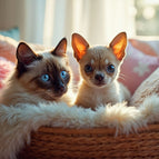 Akustikbild mit Motiv „Hund und Katze beste Freunde“