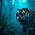 Akustikbild mit Motiv „Tiger in der Nacht“