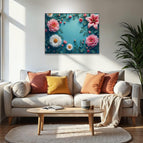Tableau acoustique avec motif « Illustration florale vintage »