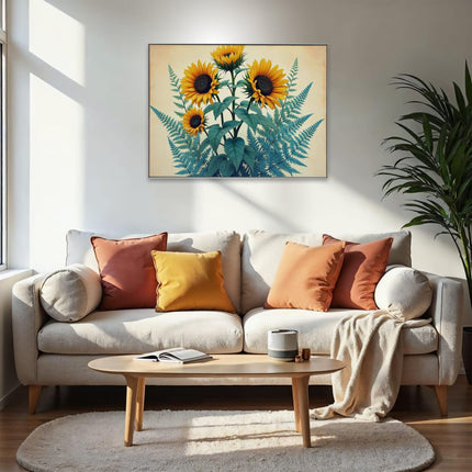 Akustikbild mit Motiv „Vintage Sonnenblumen“