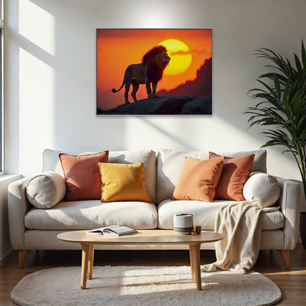 Akustikbild mit Motiv „Löwe im Sonnenuntergang“