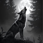 Akustikbild mit Motiv „Wolf im Mondlicht“