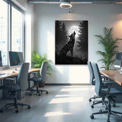 Akustikbild mit Motiv „Wolf im Mondlicht“