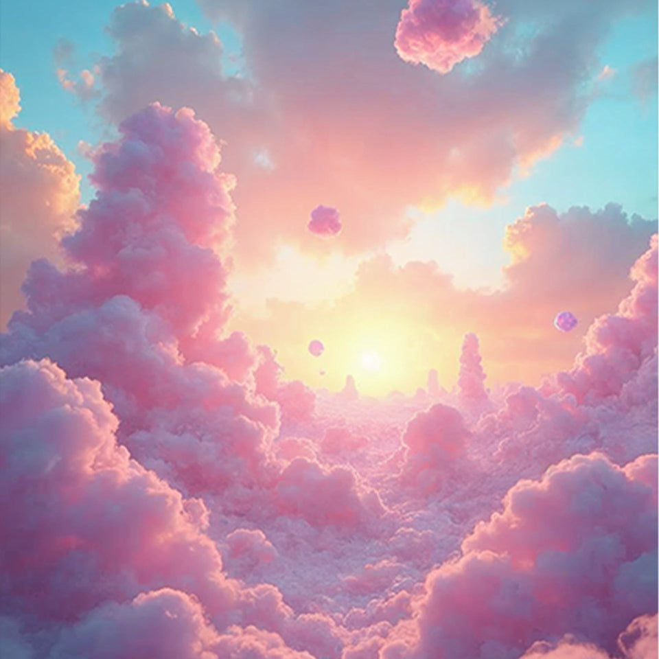 Akustikbild mit Motiv „Zuckerwatte Wolken“